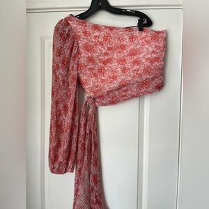 Lulu's Red and Pink Floral Blouse